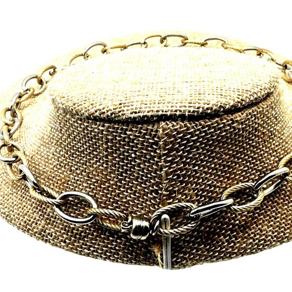 Elegant Two-Tone Chain Necklace Silver & Gold Tones Oval Link Chain Fash Inspo - Picture 5 of 7